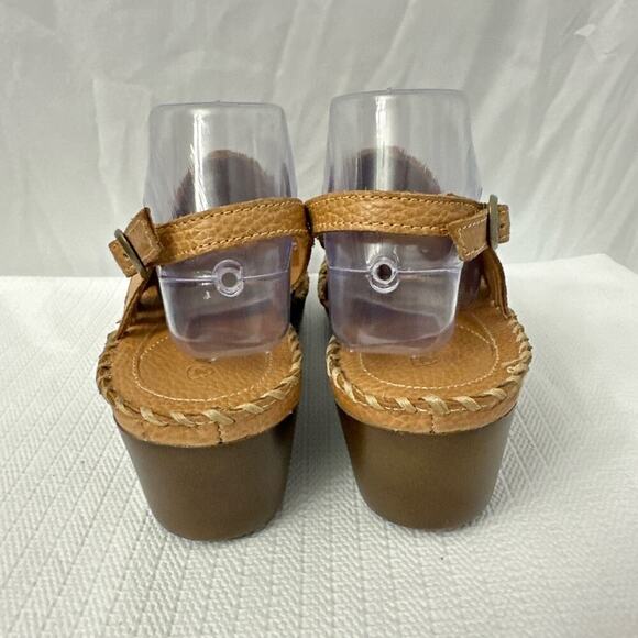 NWOB Women’s 11 B Polly Ray Slingback Brown Western Leather Wedge - Picture 7 of 14